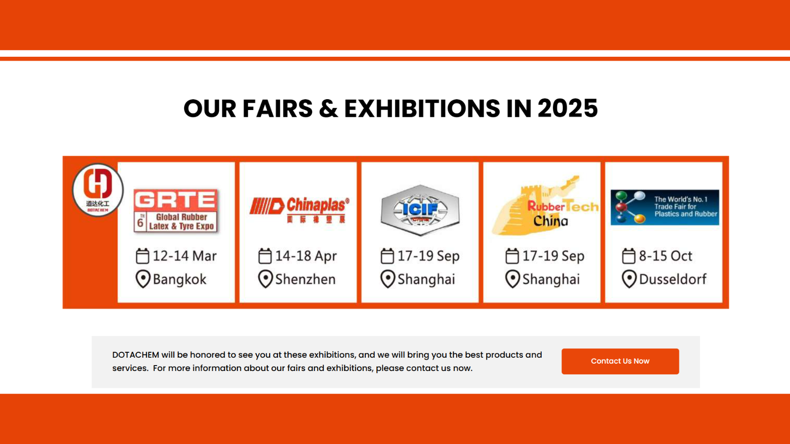 Dotachem asistirá a la exposición Global Rubber de Marzo de 2025 Tailandia de goma y neumáticos