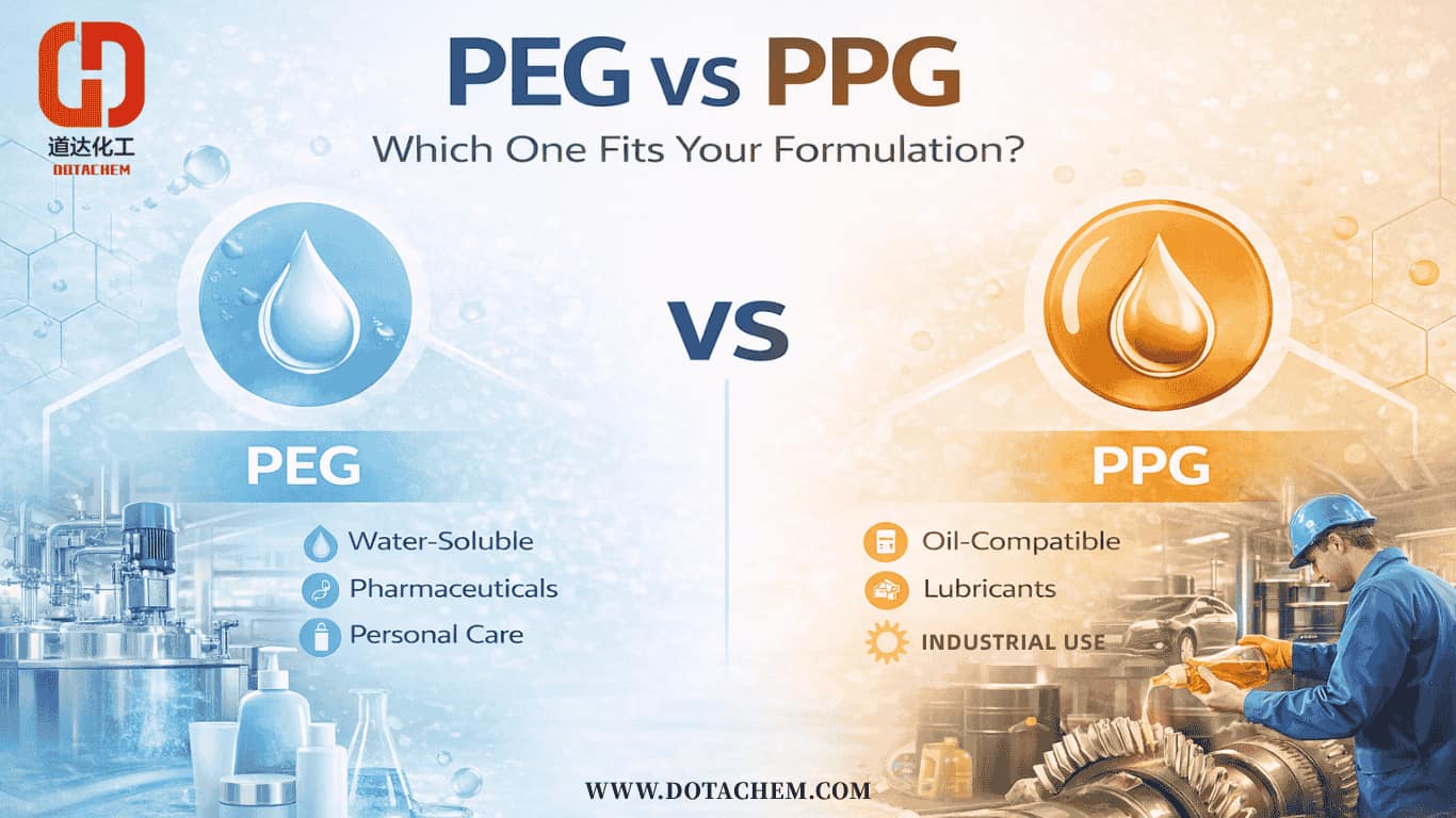 Polietilenglicol (PEG) frente a polipropilenglicol (PPG): ¿cuál es el adecuado para su formulación?