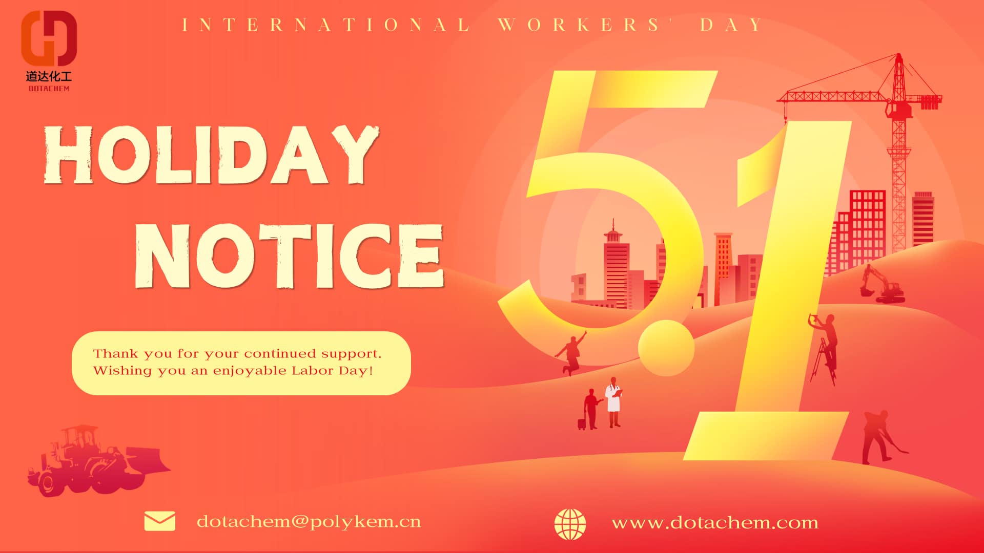 Aviso de feriado del Día del Trabajo de Dotachem 2026